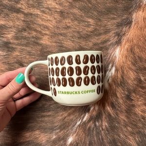 Starbucks 2009 Coffee Beans Mug Brown Green Bone China 12oz Cup